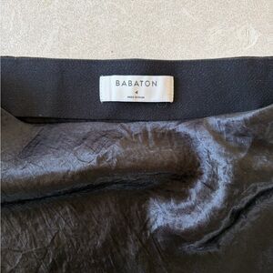 Babaton Black Satin Midi Skirt
